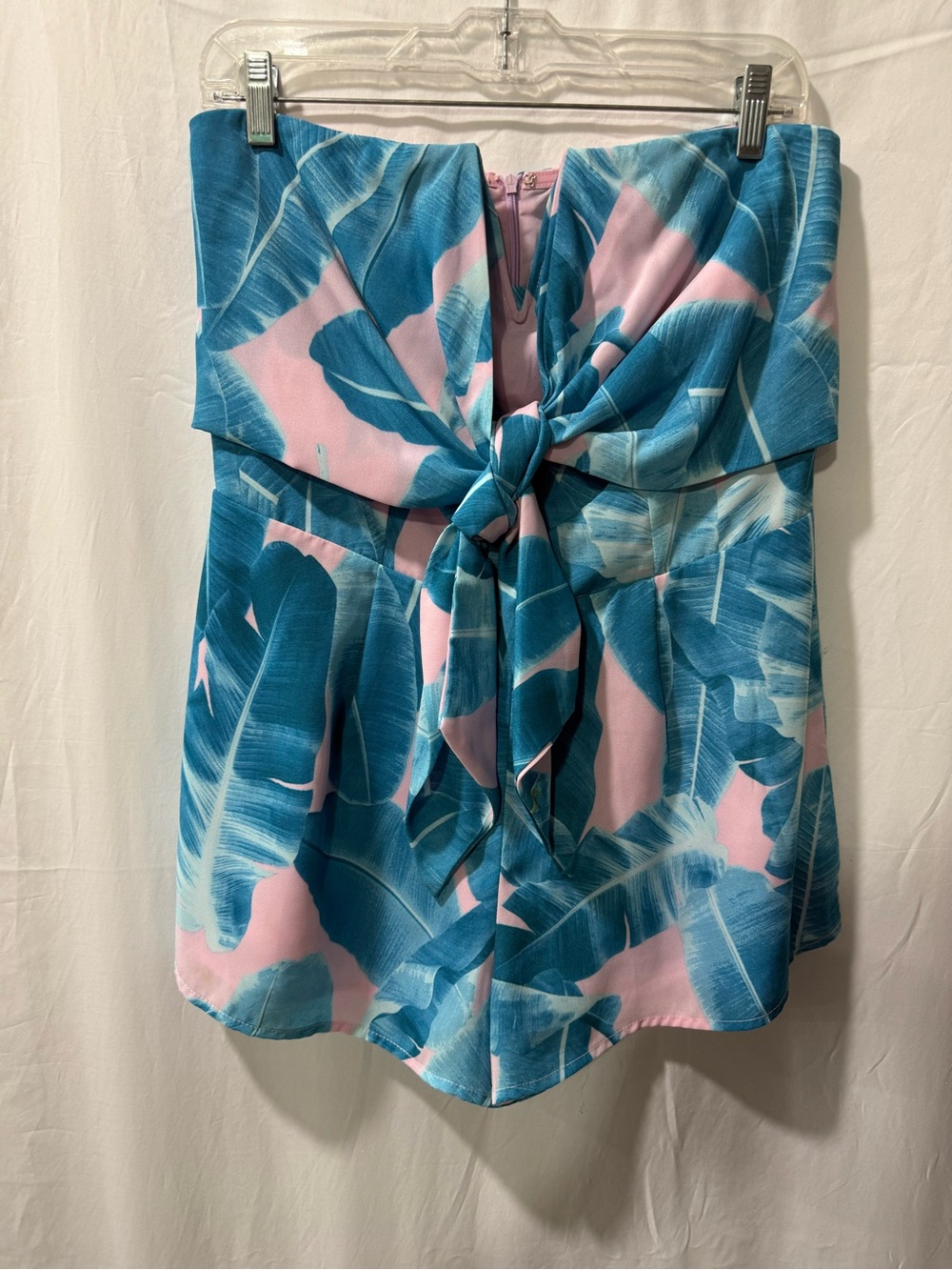 Buddy Love Blue & Pink Tropical Tie-Front Strapless Camisole